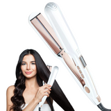 FINETOL Flat Iron Hair Straightener Infrared Hair Straighteners with Wide Ceramic Plates Nano Silver Argan Oil 5 Heat Settings (280°F–450°F) LED Display Dual Voltage,White