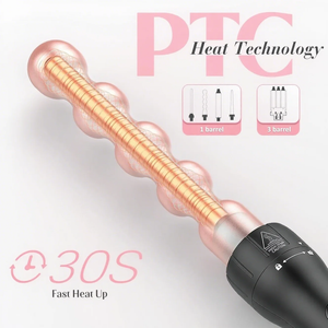 5 in 1 Curling Wand Set, Curling Wand Set with 3 barrel curlers and 4 Interchangeable Ceramic Curling Wand(0.35”-1.25”), Instant Heat Up Wand Curling Iron (Rose Gold)