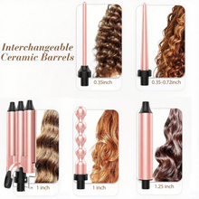 Load image into Gallery viewer, MOCEMTRY Curling Iron Wand, 5 in 1 Curling Wand Set includes 3 Barrel Crimper, Fast Heating Hair Curler Gift for Women