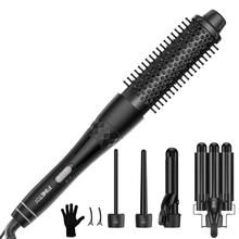 Load image into Gallery viewer, Curling Iron Set 5 in 1, FINETOL Curling Wand Set with Thermal Brush and 4 Interchangeable Ceramic Curling Wand(0.35"-1.25")