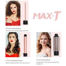 Load image into Gallery viewer, Curling Iron Set for Beginners, 3 in 1 Curling Wand Set with Thermal Brush, 3 Interchangeable Ceramic Hair Wand Curler (0.35”-1.25”), Dual Voltage Hair Curler