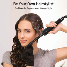 Load image into Gallery viewer, MAXT 5 in 1 Curling Iron Wand Set Dual Voltage 0.35-1.25" Replaceable Ceramic Wand Curler with Glove & Clips Black