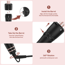Load image into Gallery viewer, MAXT 5 in 1 Curling Iron Wand Set Dual Voltage 0.35-1.25" Replaceable Ceramic Wand Curler with Glove & Clips Pink